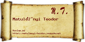 Matulányi Teodor névjegykártya